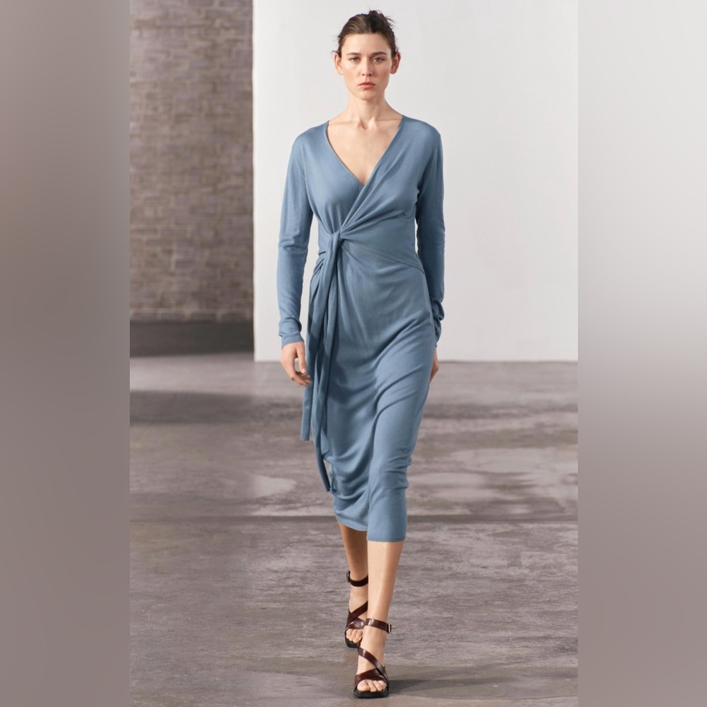 Zara knit wrap dress